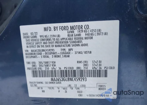 2022 Ford Ecosport Se из США, поврежденный, VIN MAJ6S3GL8NC459293